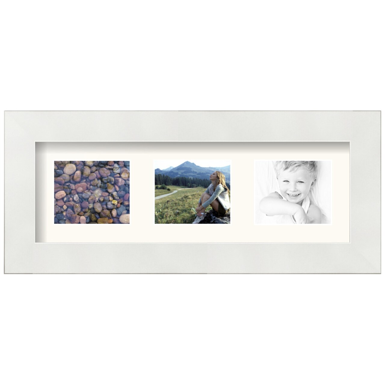 ArtToFrames Collage Photo Picture Frame with 3 - 2.5x3 inch Openings, Framed in White with Over 62 Mat Color Options and Regular Glass (CSM-3966-7649)
